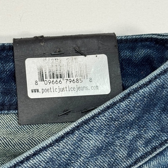 NWT Poetic Justice Verla Boyfriend Jeans Dark Wash Distressed Bleached Size 28 R - Picture 4 of 13